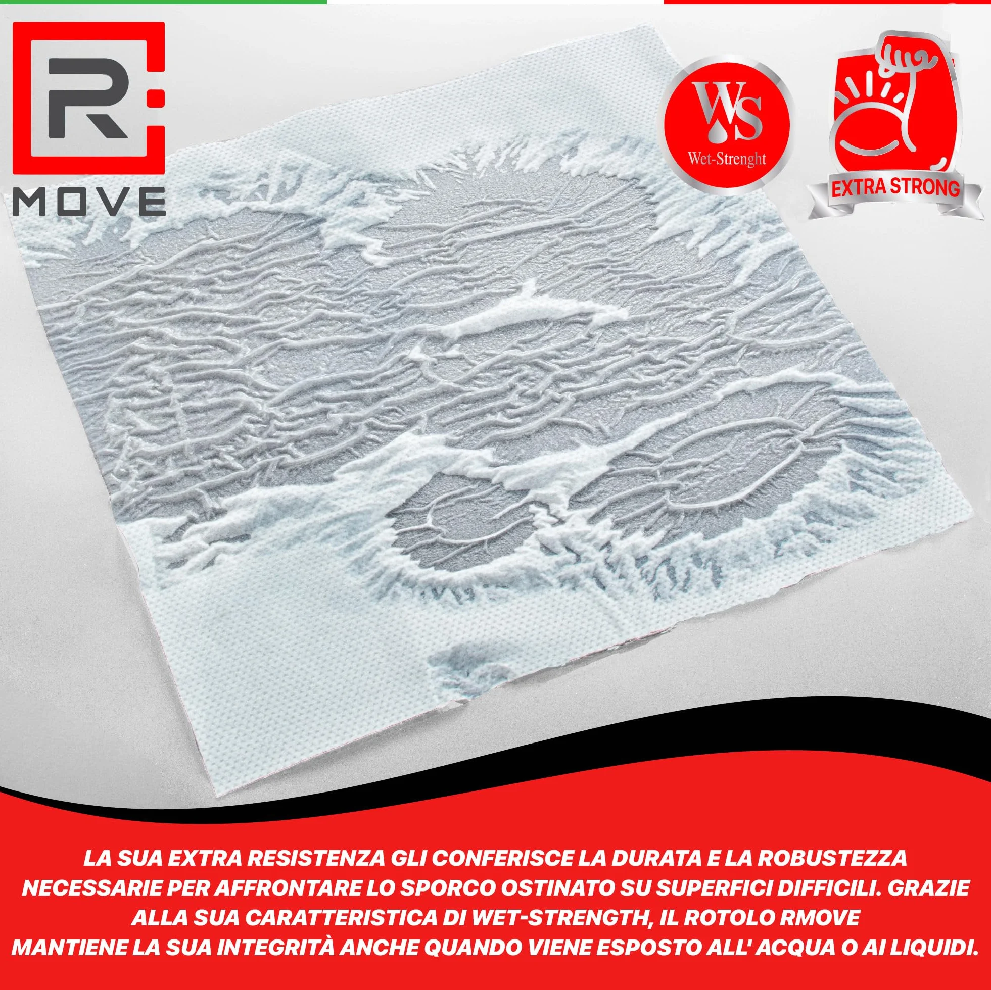 R MOVE 2 Rotoloni carta asciugatutto 1,7kg 900 strappi bobina industriale 2 veli pura cellulosa
