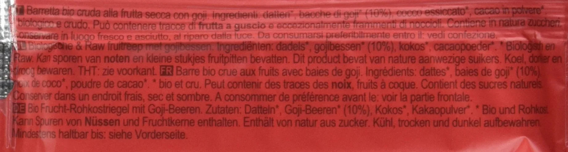 Roobar Barretta Cruda Bio Goji, 30 g