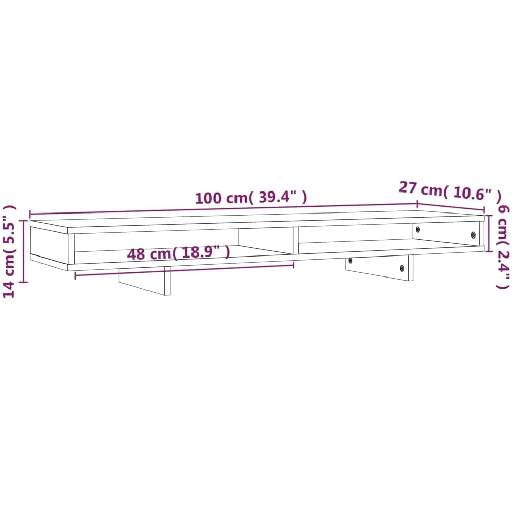 Supporto per monitor 100 x 27 x 14 cm in legno di pino solido bianco 02_0004471