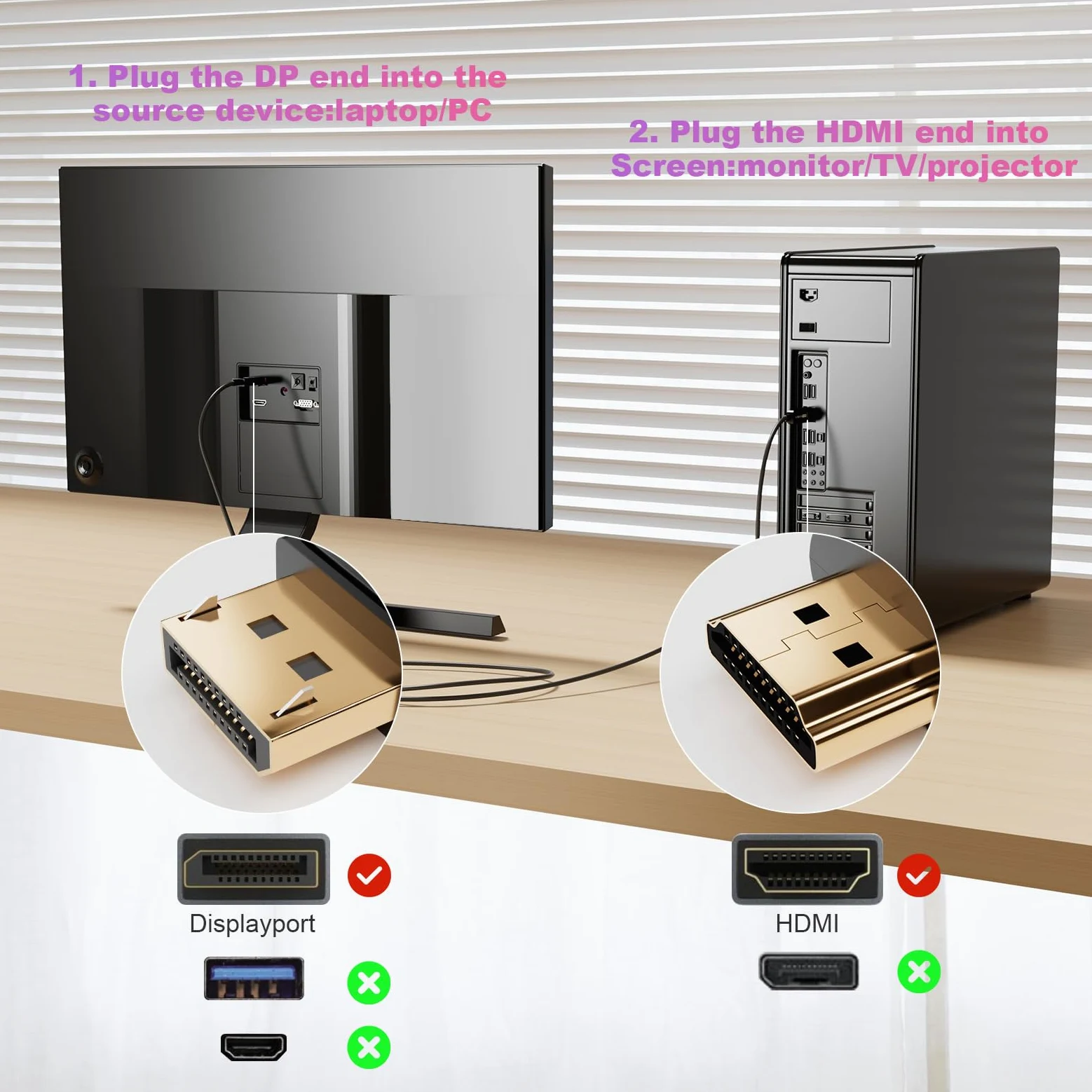 DisplayPort to HDMI Fiber Optic Cave, Active DP to HDMI Video Cord 4K@60H Uni-Directional, Supporto HDTV HDCP Self-detecting function for EDID information (A0107-10Meter)