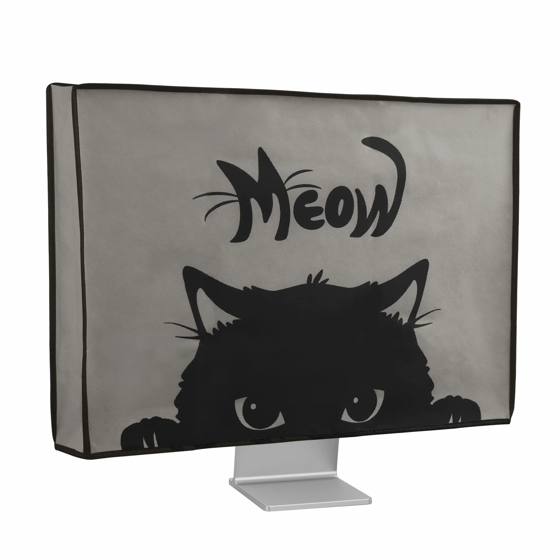 kwmobile 24-26" monitor Cover - Protezione Monitor PC Antipolvere Schermo Computer - Custodia Protettiva Gatto Nero