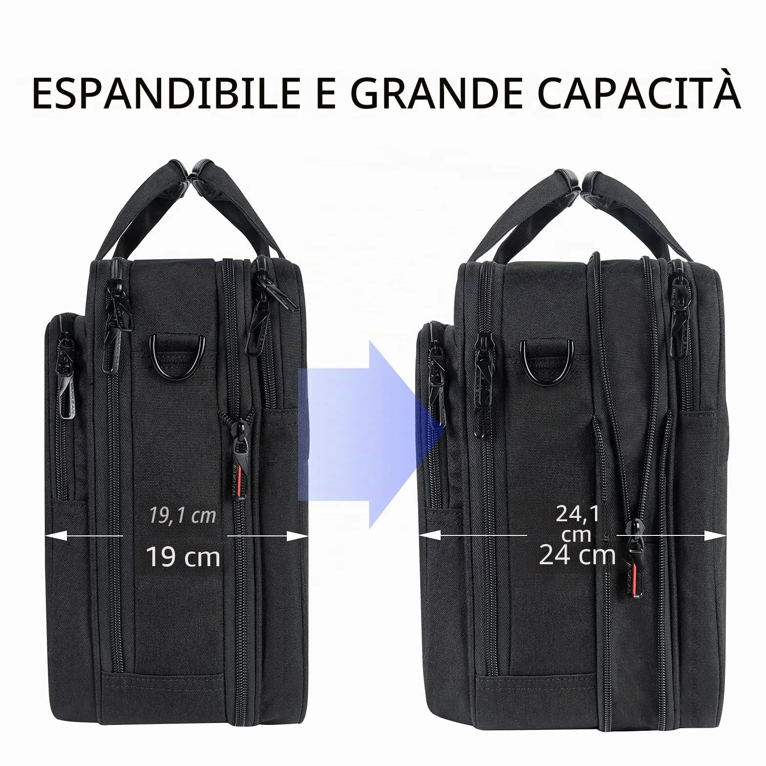 VANKEAN Valigetta per Laptop Borsa per Laptop Premium Adatta fino a 17,3 Pollici Borsa a Tracolla per Laptop Borsa a Tracolla Idrorepellente espandibile per Borsa per Computer per Affari/Scuola-Nero
