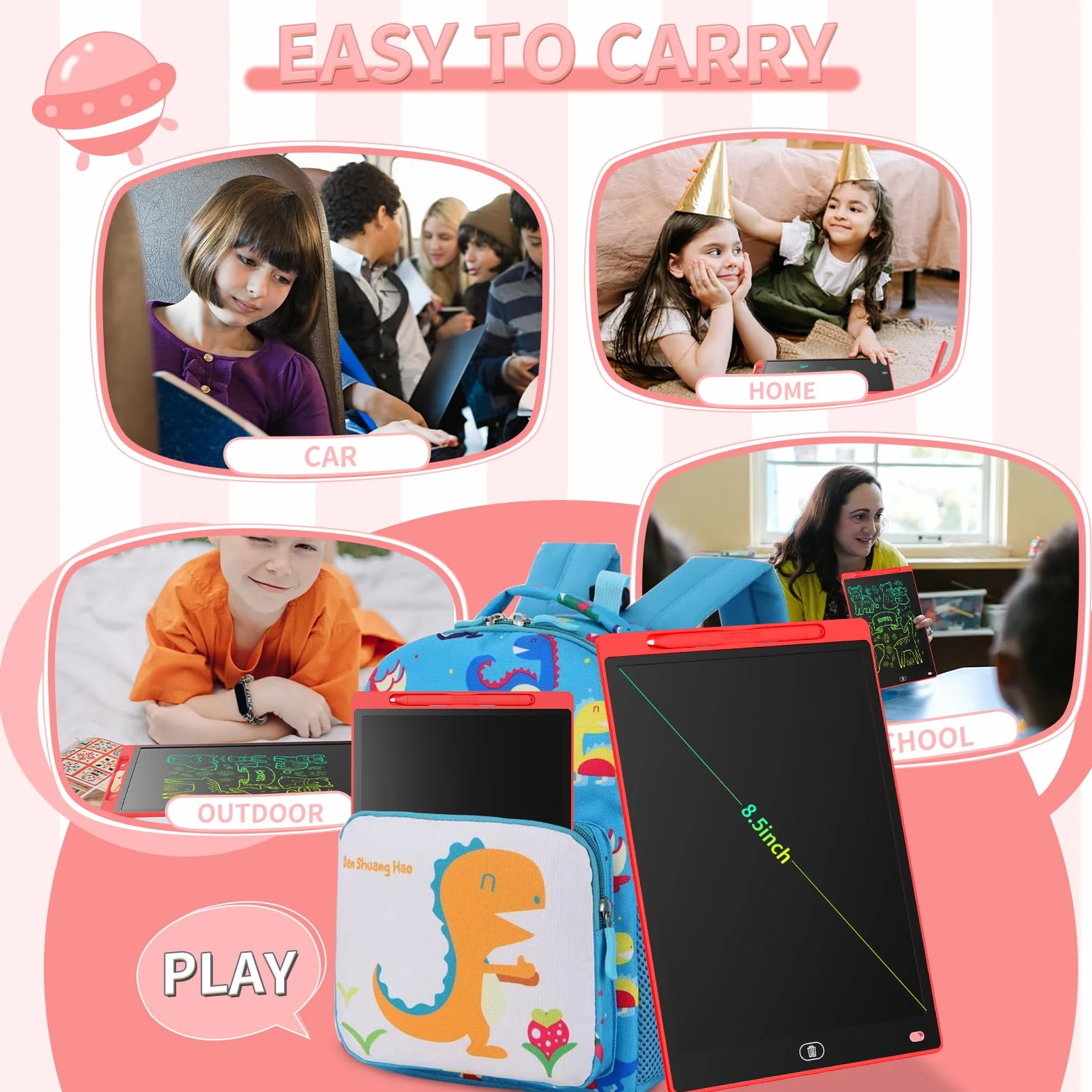 Tavoletta Grafica LCD 8,5 Pollici Lavagna da Disegno Cancellabile Portatile Regalo Bambini Rosso