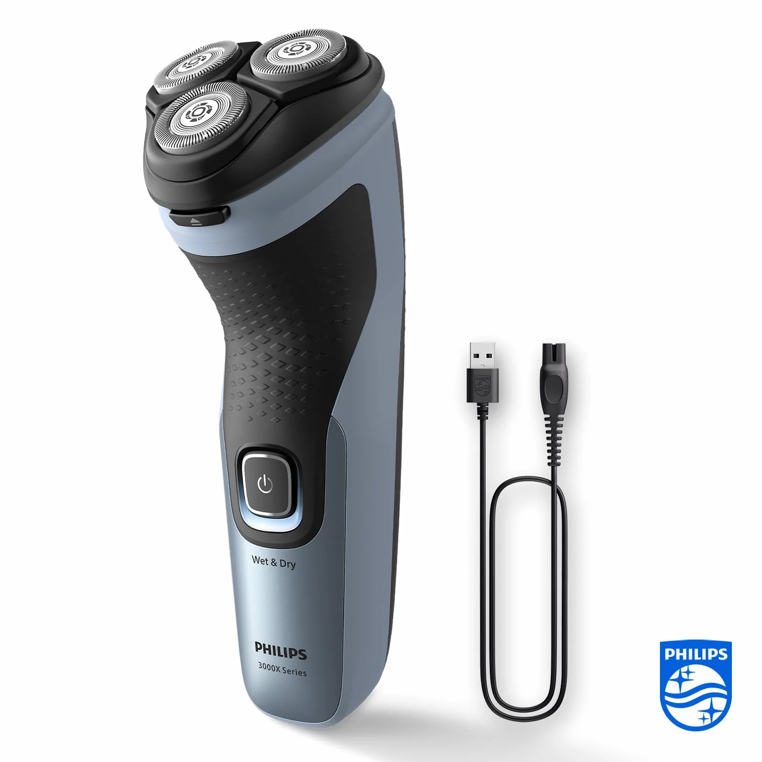 Philips Rasoio Elettrico Serie 3000x Wet & Dry Uomo Blu Cielo SkinProtect X3053/00