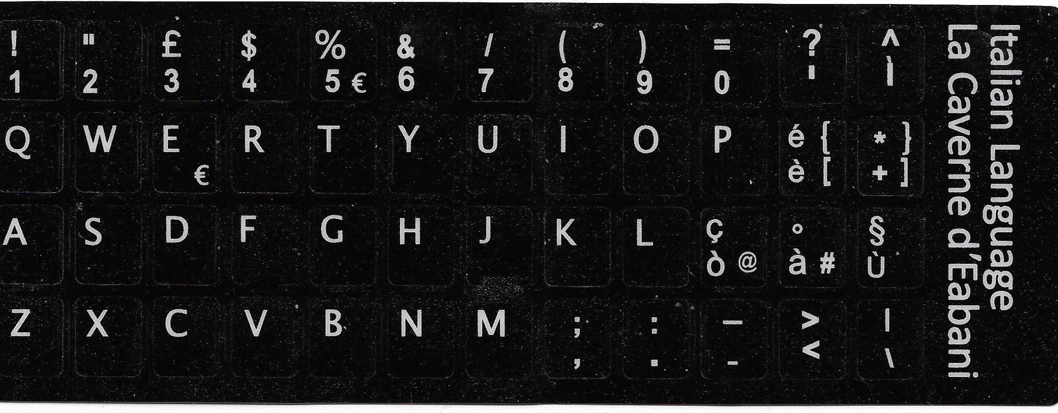 Adesivi lettere tastiera Italiano fondo nero lettere bianche