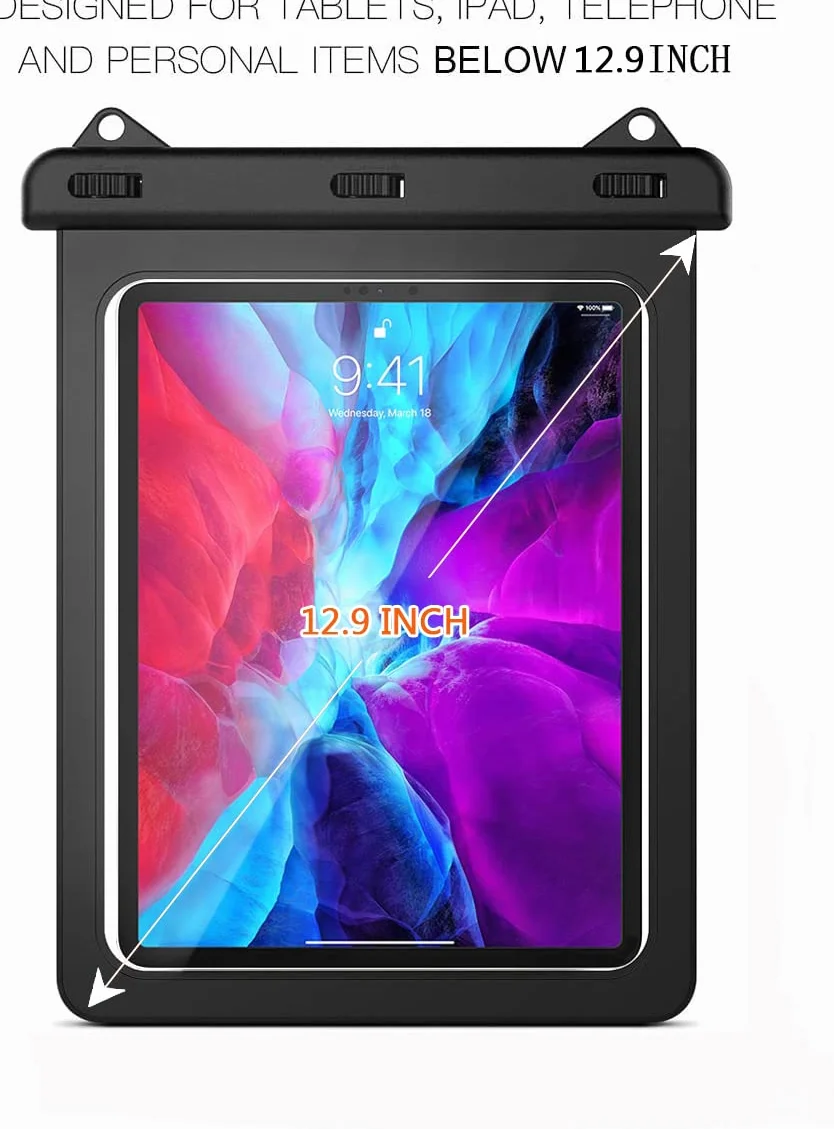 Custodia Impermeabile Tablet Universale, Borse Impermeabili Dry Bag Sacca Impermeabile Cover per iPad Pro 12.9"/11/13,iPad Air 13/11/10.9/10.5/A16,Galaxy Tab,Android Tablet ecc.- fino a 13,5"