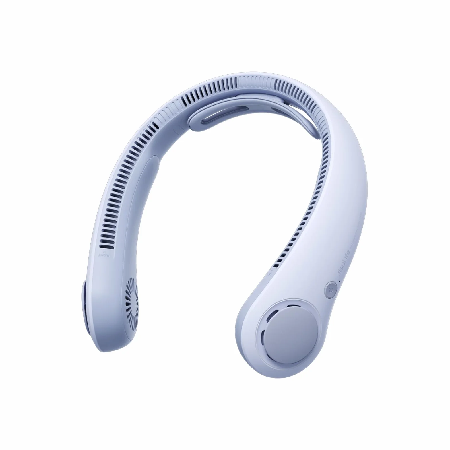 JISULIFE Ventilatore portatile da collo migliorato, supporto per il collo personale a mani libere, regolazione a 5 velocità, 5000 mAh indossabile senza pale silenzioso ricaricabile - Blu