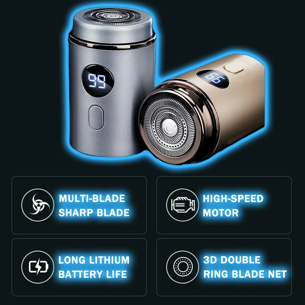 SaveEdge Technology Rasoio Elettrico Uomo IPX7 Impermeabile Wet Dry USB Ricaricabile 60 Minuti Autonomia Grigio