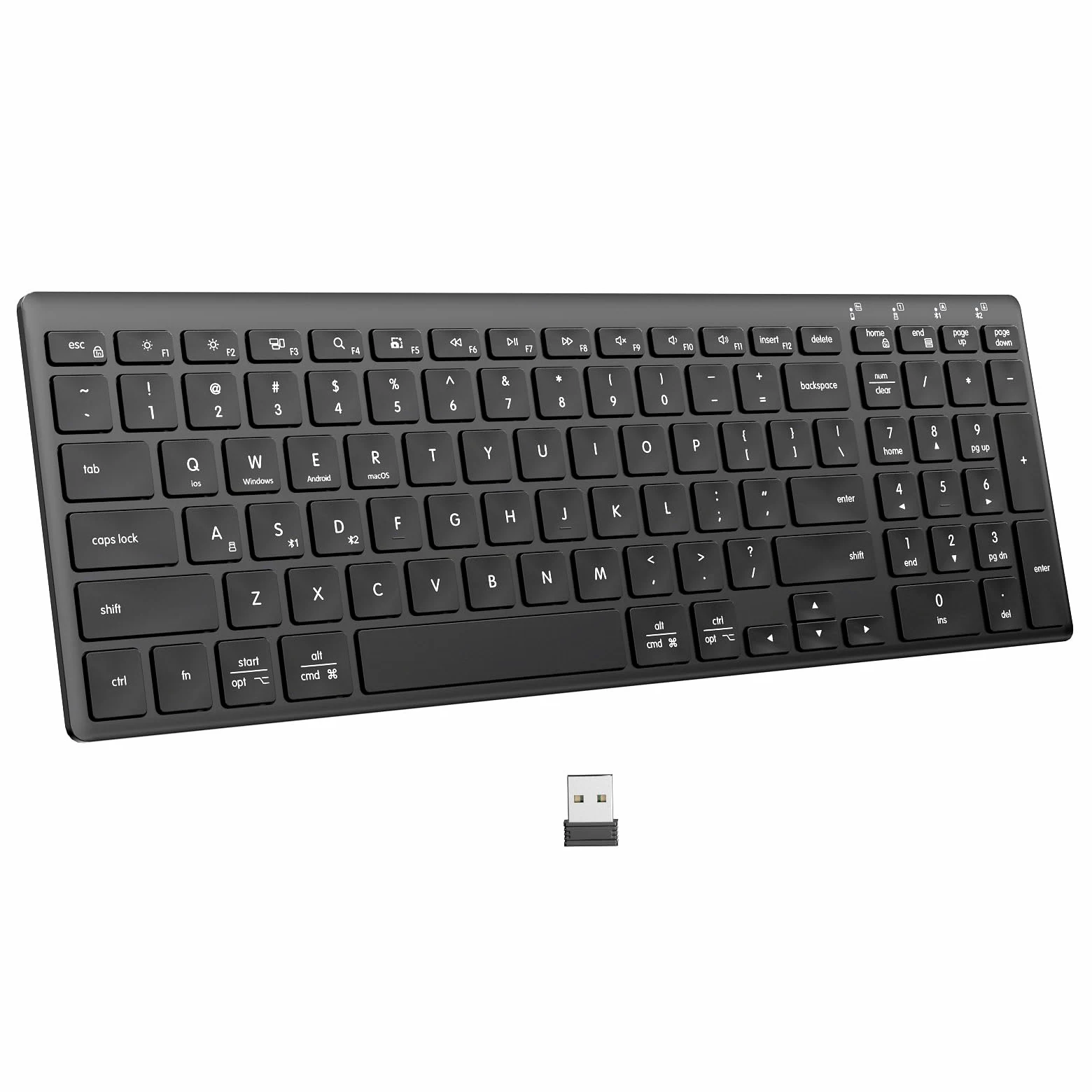 INFINMIND Tastiera Bluetooth wireless ultra sottile con compatibilità multi-dispositivo, tastierino numerico, design ergonomico, tastiera compatta per computer Windows, Mac, laptop, Android