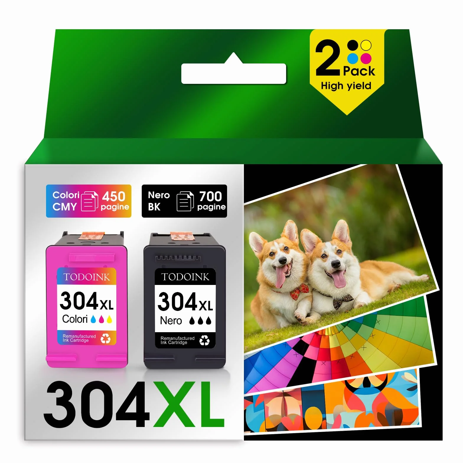 Cartucce d'inchiostro 304XL Nero e Colore per HP Envy 5000 5010 5020 5030 5032 DeskJet 2600 2620 2630 3700 3720 3730 3750 3760 3762 3764 (2 Pack)