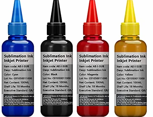 Inchiostro Sublimazione 4x100ML Compatibile con 29XL 27XL 34XL 35XL 33XL 16XL 18XL, Pressa di Calore Transfer su Tazze Piatti Camicie di poliestere Casse del telefono Artigianato portachiavi ecc