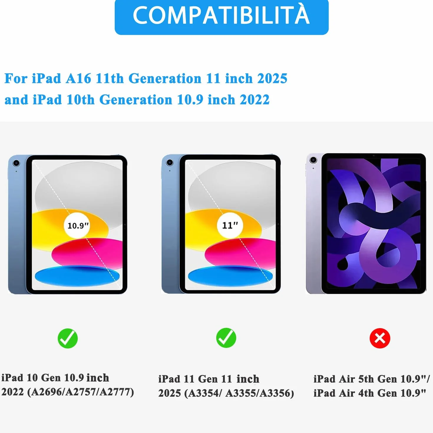 Tastiera Custodia per iPad 10 Generazione 10.9" 2022/11 Generazione (A16) 11" 2025, Italiano QWERTY Rimovibile Bluetooth Tastiera, Slim Custodia con Supporto Pencil per iPad 11a Gen, Porpora
