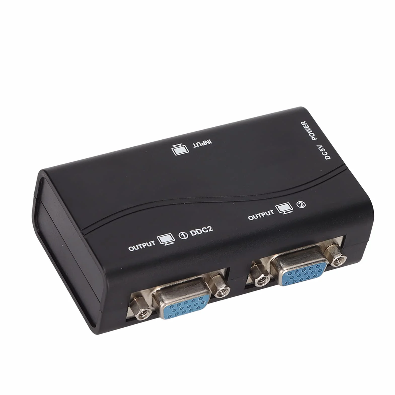PUSOKEI Splitter VGA 1 in 2 out, Splitter Video USB 250MHZ 1080P, con Cavo USB, Plug And Play, per Duplicazione Schermo