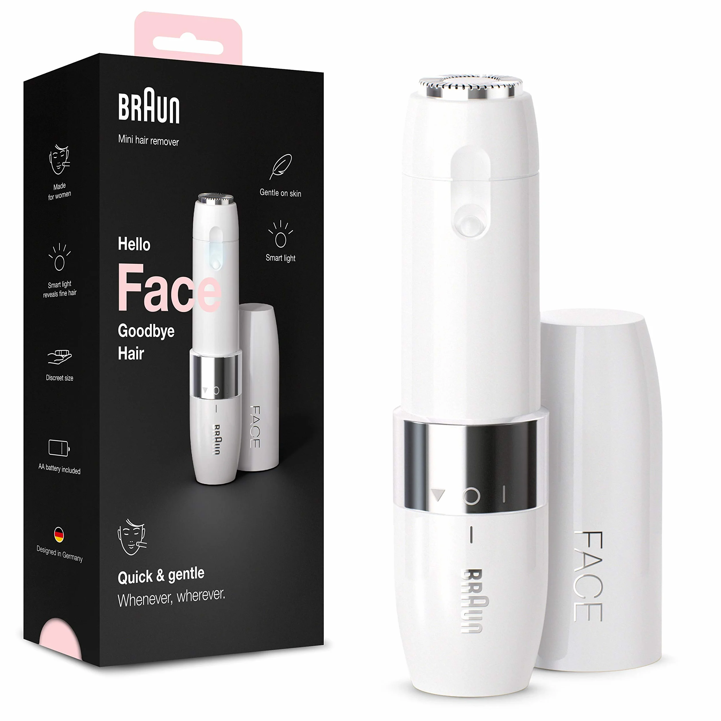 Braun Face Epilatore Elettrico Donna FS1000 Bianco Depilazione Viso Baffetti Mento Guance Bikini