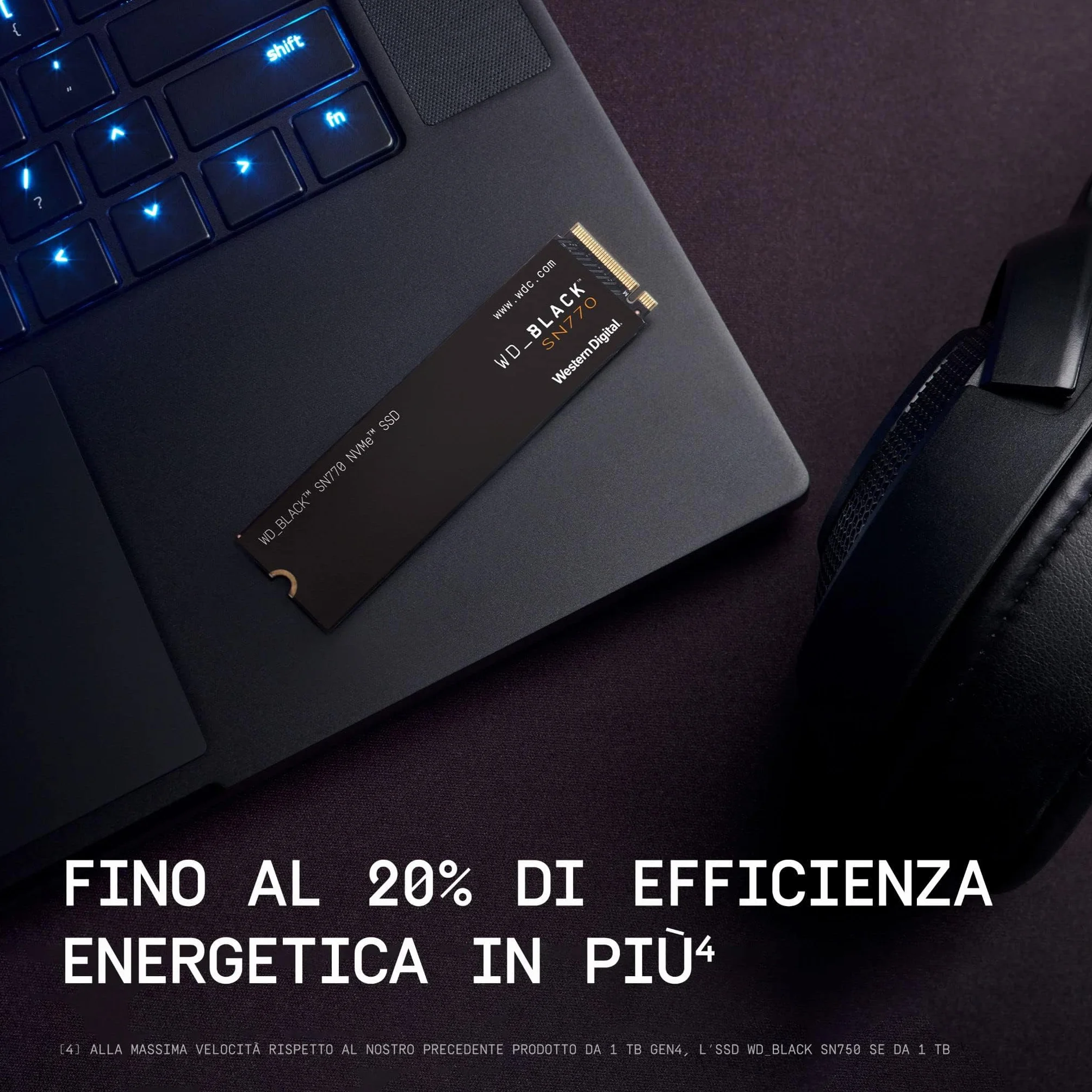 WD_BLACK SN700 2TB SSD Interno, M.2 2280 NVMe SSD con velocità fino a 5150 MB/s, 4850 MBs in scrittura, alte prestazioni per gaming, con PCIe Gen 4.0, SSD Gaming, Nero