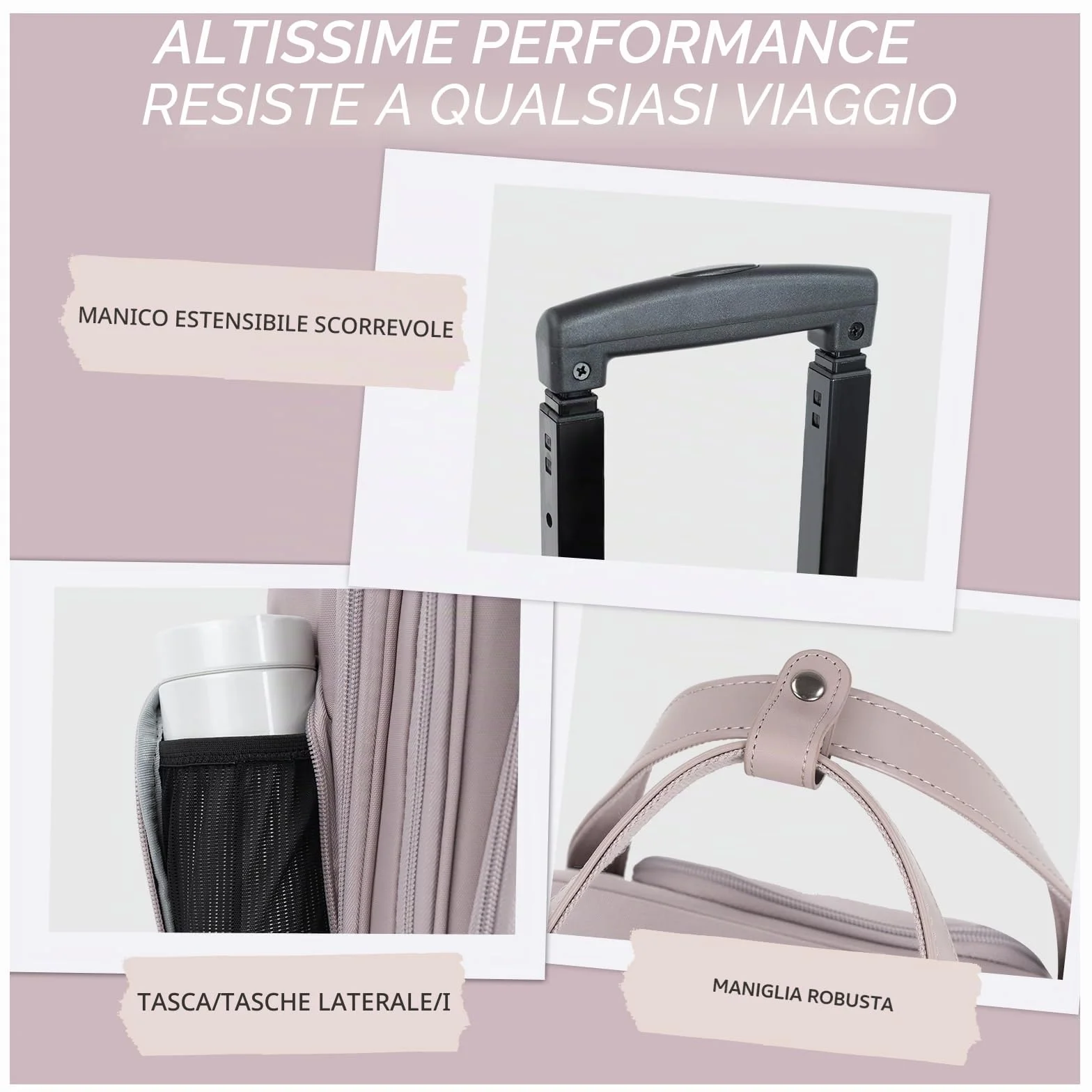 VANKEAN Valigia da Notte Leggera Multifunzione Sotto il Sedile 30,5 cm x 18 cm x 40 cm Grigio Rosa