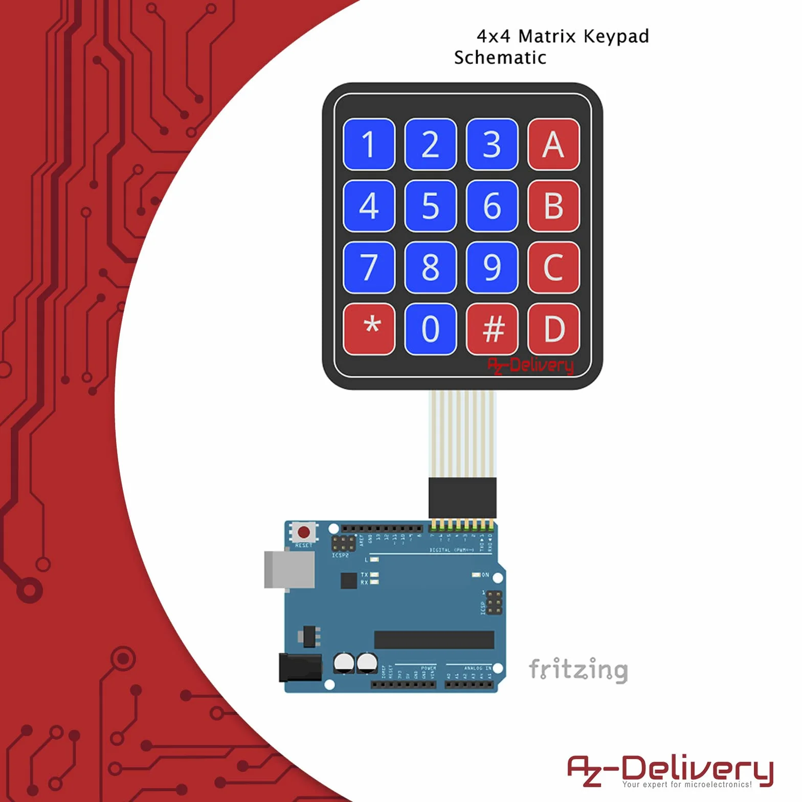 AZDelivery 4x4 Matrix Array Keypad Tastiera compatibile con Arduino