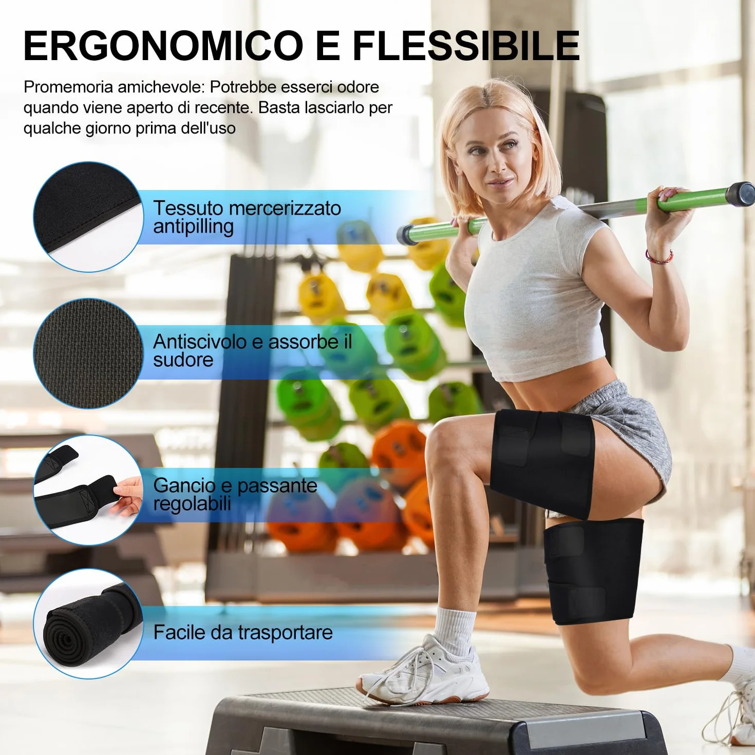 Supregear Supporti per Cosce, Set da 2 Maniche Compressione Antiscivolo, Fascia Regolabile in Neoprene, Nero, XL