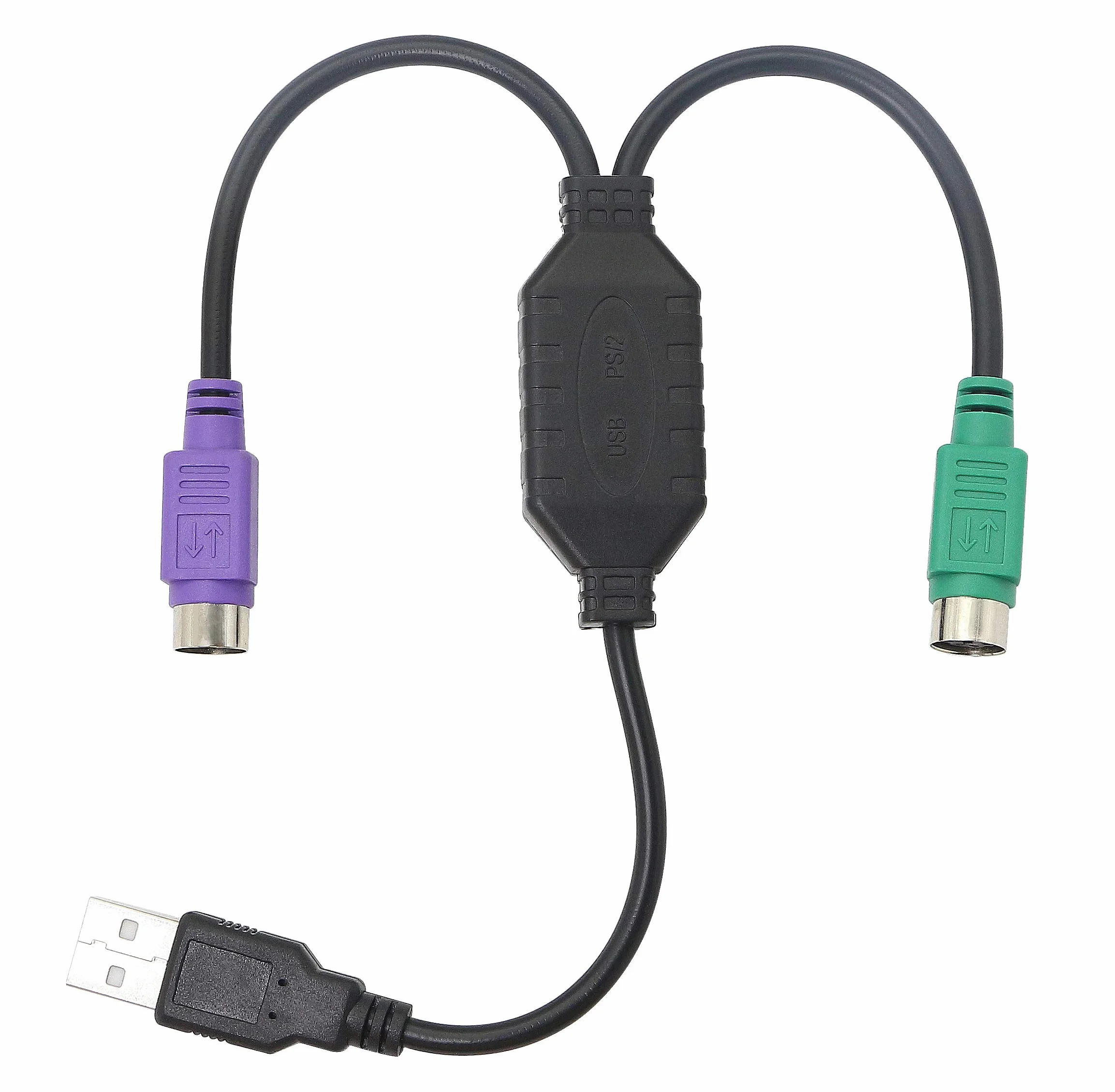 HONGLEI USB cavo a PS2 spina attiva doppio PS2 adattatore per tastiera e mouse - nero