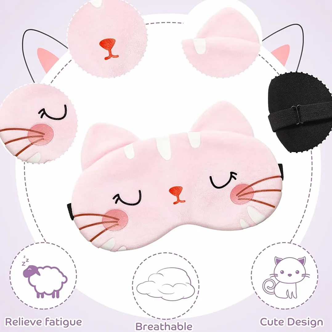 2 Pezzi Maschera per Dormire Animali Bambini Peluche Mascherina Occhi