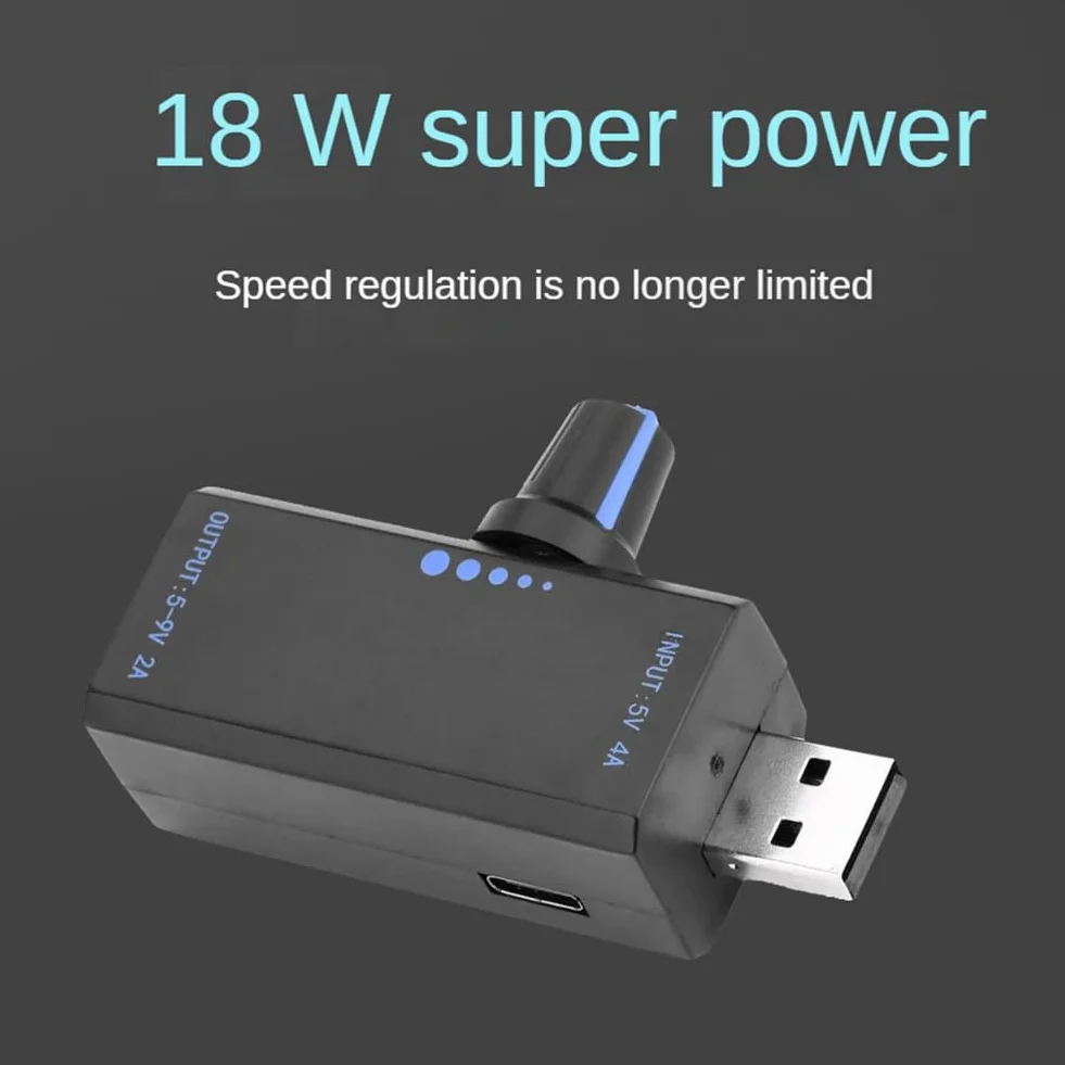 Regolatore di velocità ventola USB 18W DC 5V 4A Tipo C Nero