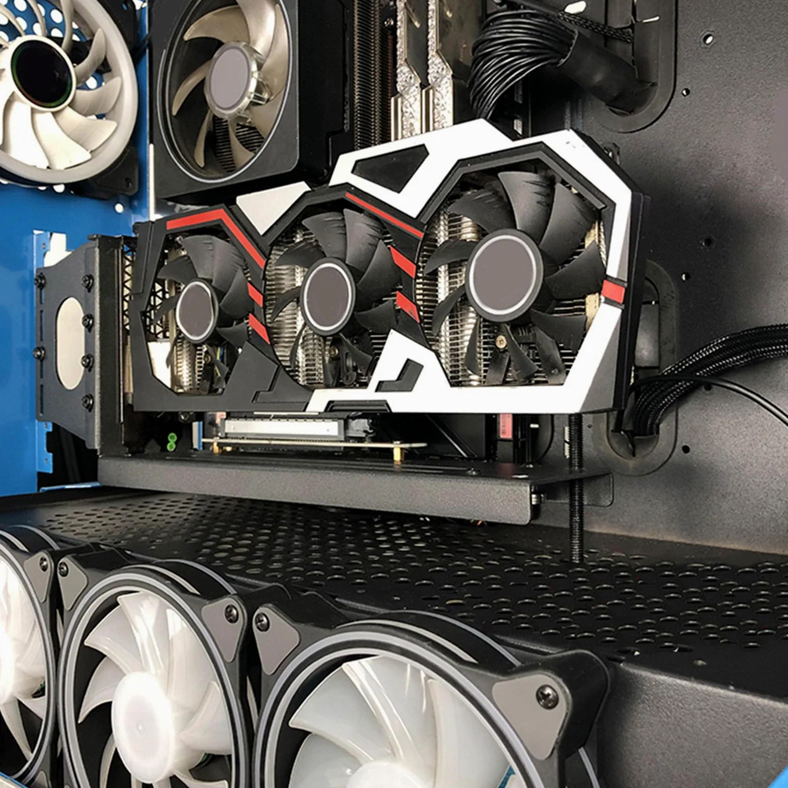 Supporto verticale per scheda grafica con LED 5V 3pin RGB | Computer PCIe 3.0 per ATXcase, installazione verticale, slot, cavalletto/base, sincronizzazione ARGB