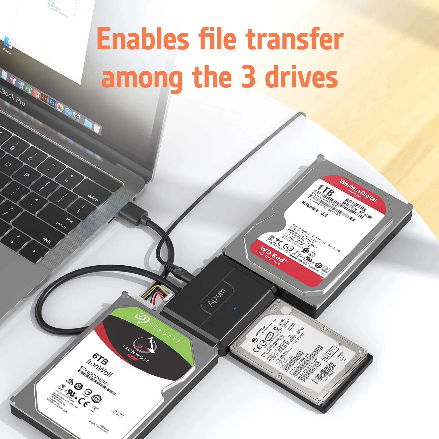Alxum Adattatore IDE SATA per 2,5/3,5 pollici HDD SSD Disco Rigido IDE a USB 3.0 Esterno Cavo Alimentazione DC12V 2A