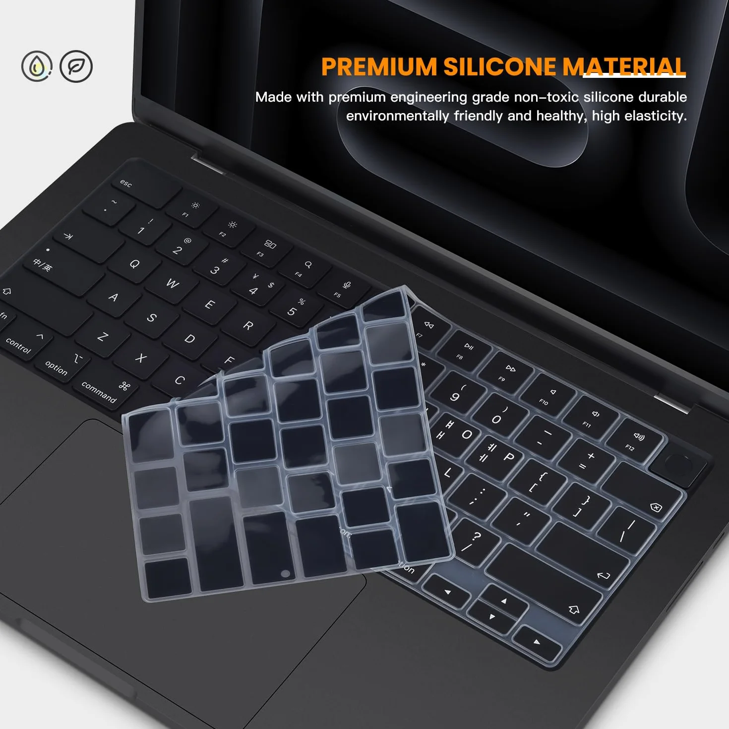 Cover per tastiera coreana in silicone per MacBook Pro 2023 2022 2021 da 14,2 pollici Apple MacBook Pro 14 A2442 A2779/16,1 pollici MacBook Pro 16 A2485 A2780 con chip M3 M2 M1 Pro Max, nero