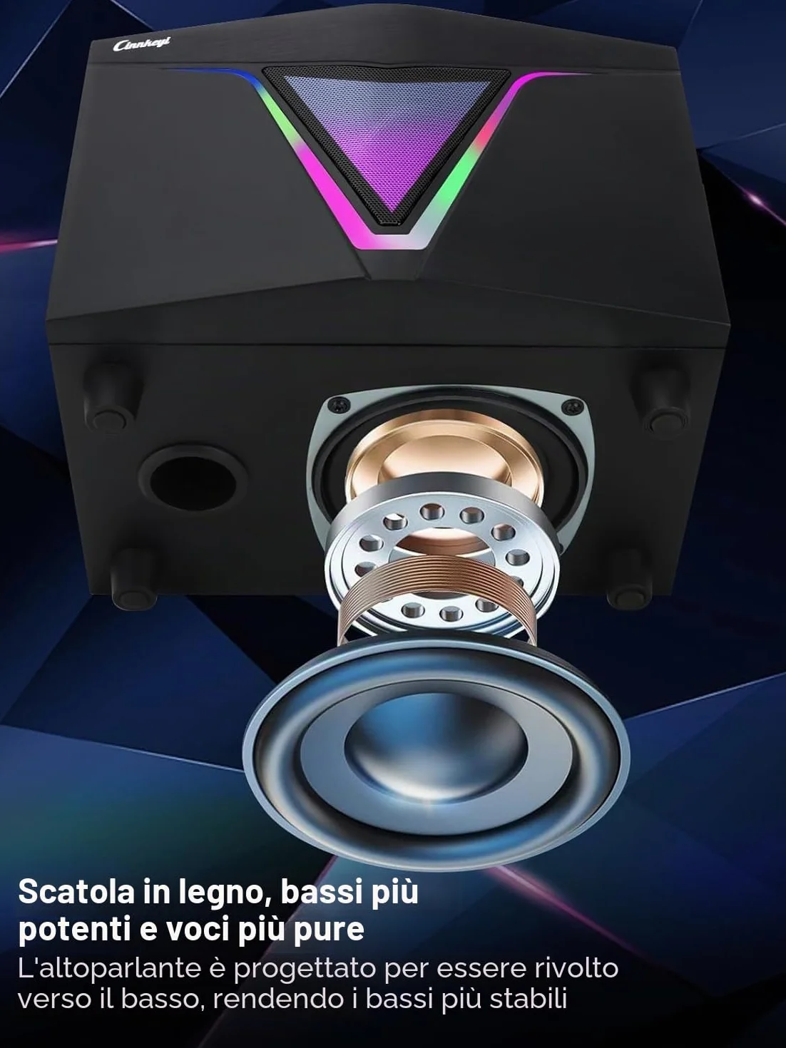 Sistema di altoparlanti 2.1 con subwoofer Bluetooth per PC, porta audio 3,5 mm, suono stereo