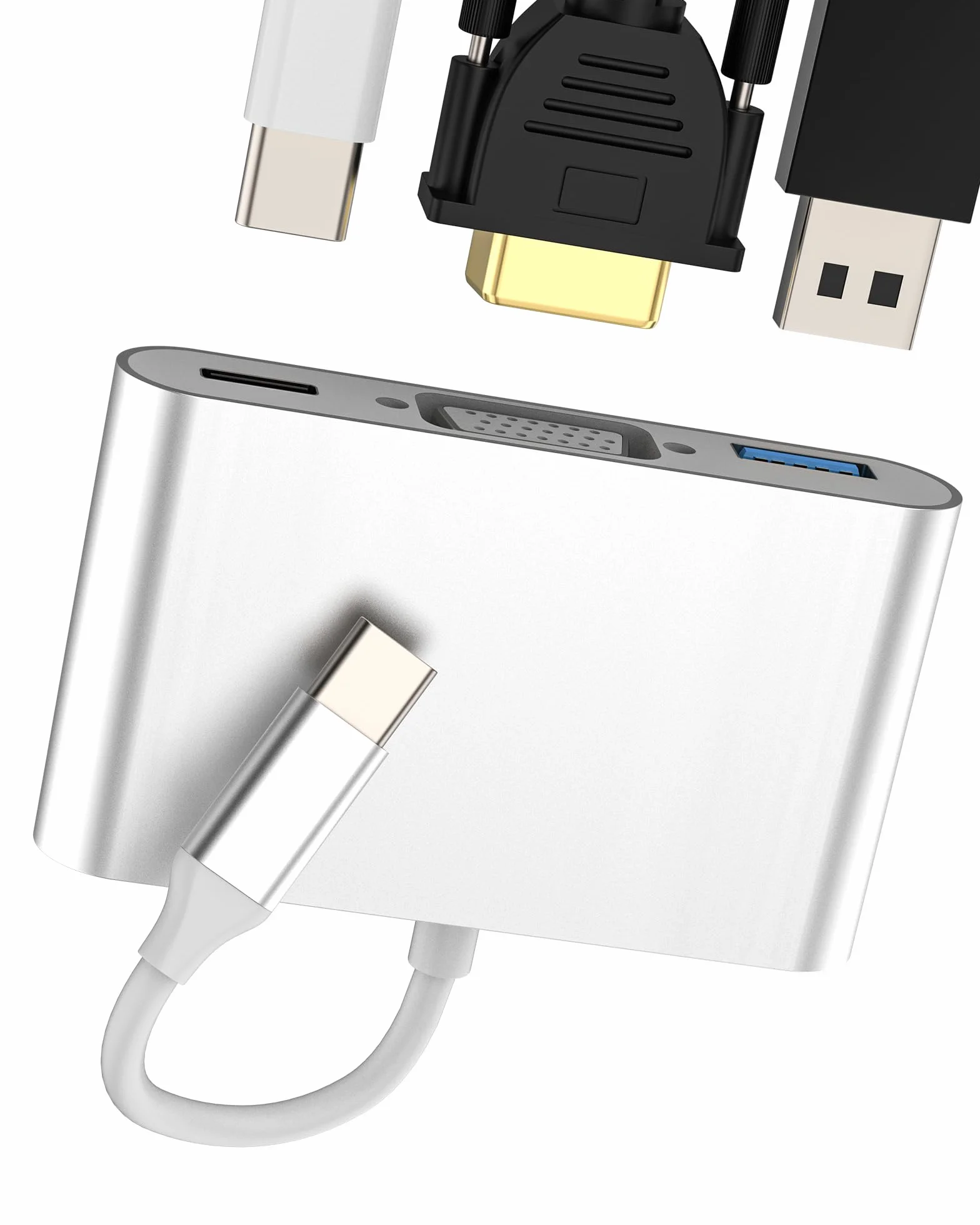 Adattatore USB C a VGA(3in1)USB OTG 3.0 Multiporta Hub Type C Ricarica Cavo per Apple MFi Certified Android Macbook video Display Port Proiettore Adattatori per iPad per iPhone 16 15 pro max Accessori