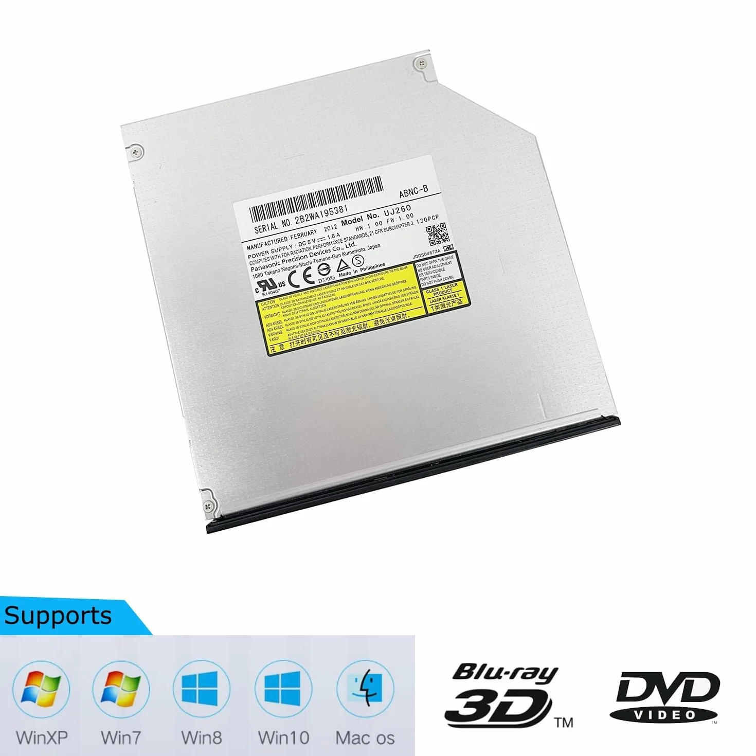 UJ-260 UJ260 6X Blu-RAY BD-RE DVD Rewriter interno 12,7 mm SATA Laptop Drive con lunetta per Dell Optiplex 7020 3060 3050 e per HP Pavilion dv4 dv5 dv6 dv7 dv8
