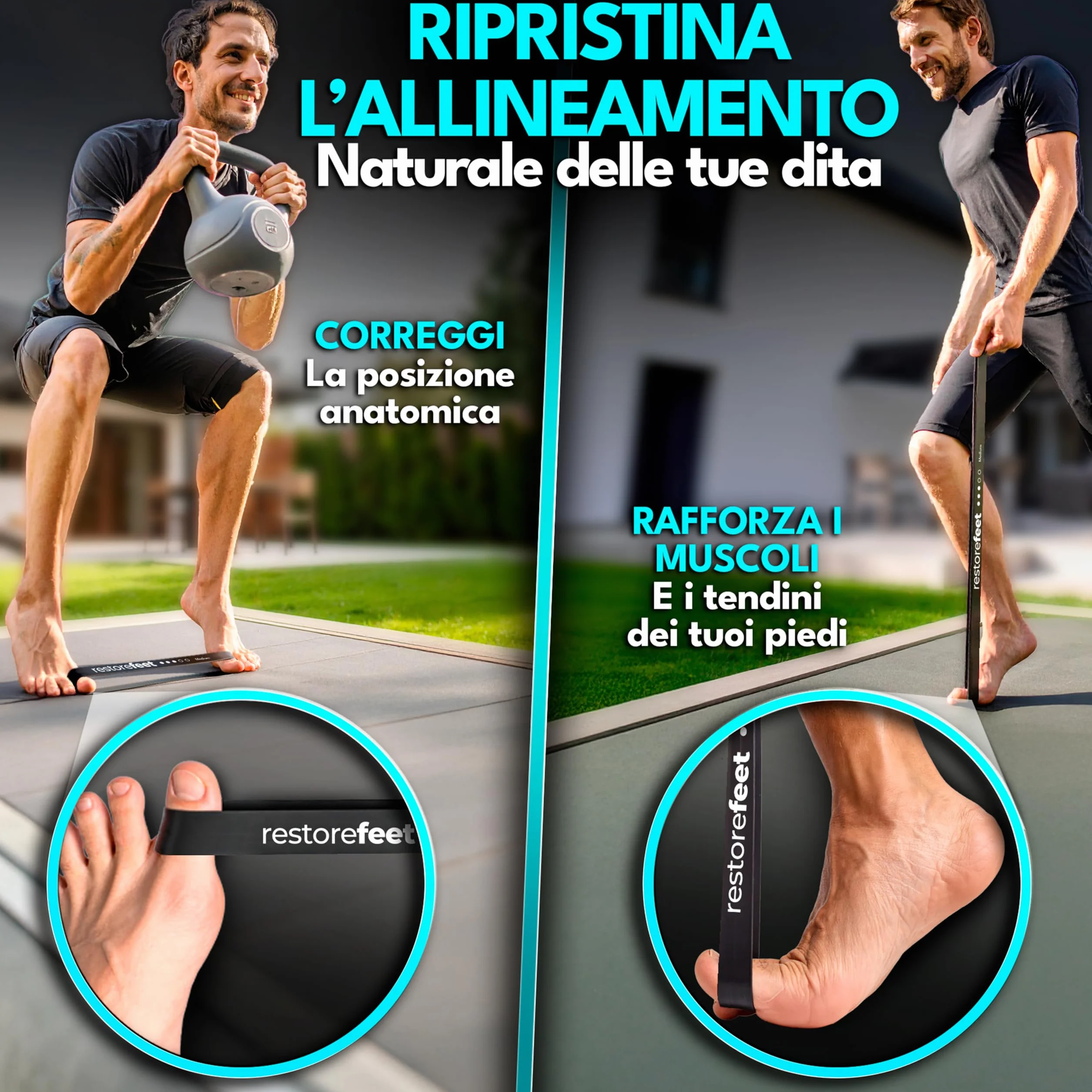 Kit Correttore Dita Piedi con 2 Paia + Fascia Correttiva, Mini Fascia e Palla Miofasciale – Sollievo per Alluce Valgo, Dita Sovrapposte o Storte – Uso Barefoot, Senza BPA, Unisex