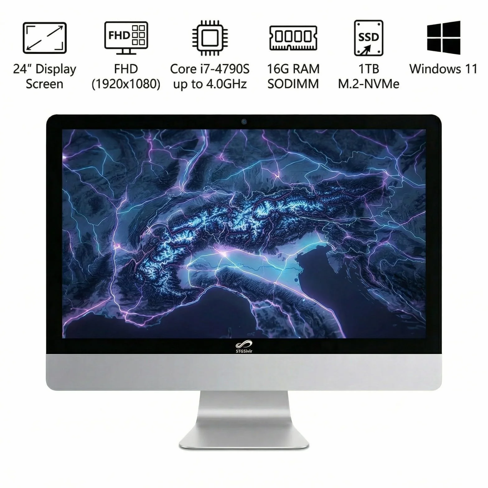 PC All in One 24" FHD Core i7 4.0 GHz 16GB RAM 1TB SSD WiFi Bluetooth Windows 11 Pro Bianco