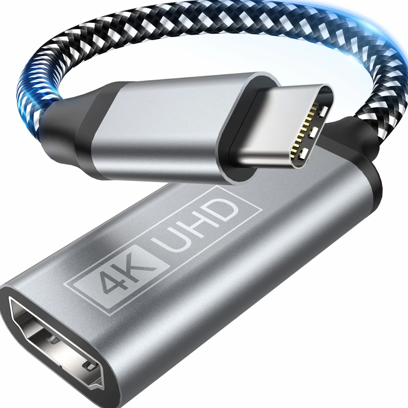 4K Adattatore USB C a HDMI, Adattatore USB C HDMI compatibile con Thunderbolt 3/4/iPhone 16Pro/16Pro Max/16/15, MacBook Pro/Air, Pixelbook,Samsung Galaxy S/Note, Dell XPS 15/13