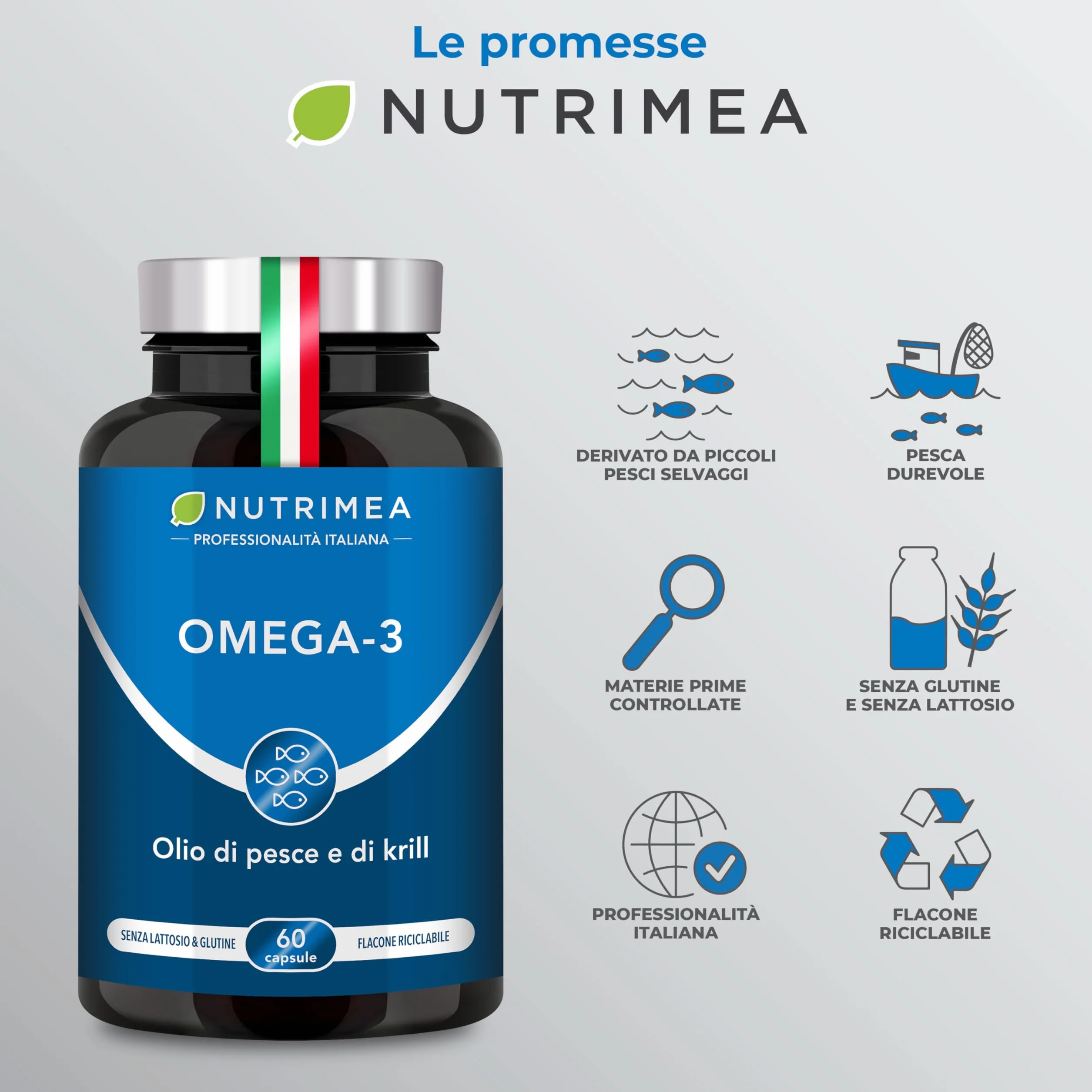 Nutrimea Omega 3 Krill Antartico 60 Capsule Alta Concentrazione EPA DHA Astaxantina