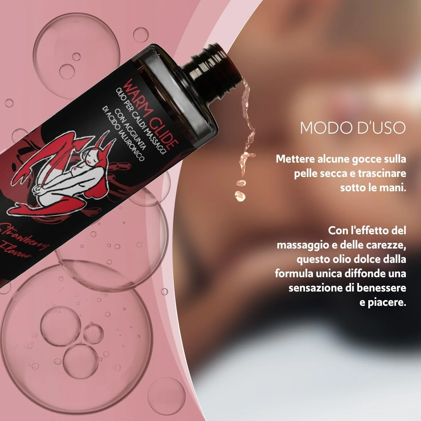 Olio Massaggio Rilassante Intimo Acido Ialuronico 150ml Aroma Fruttato