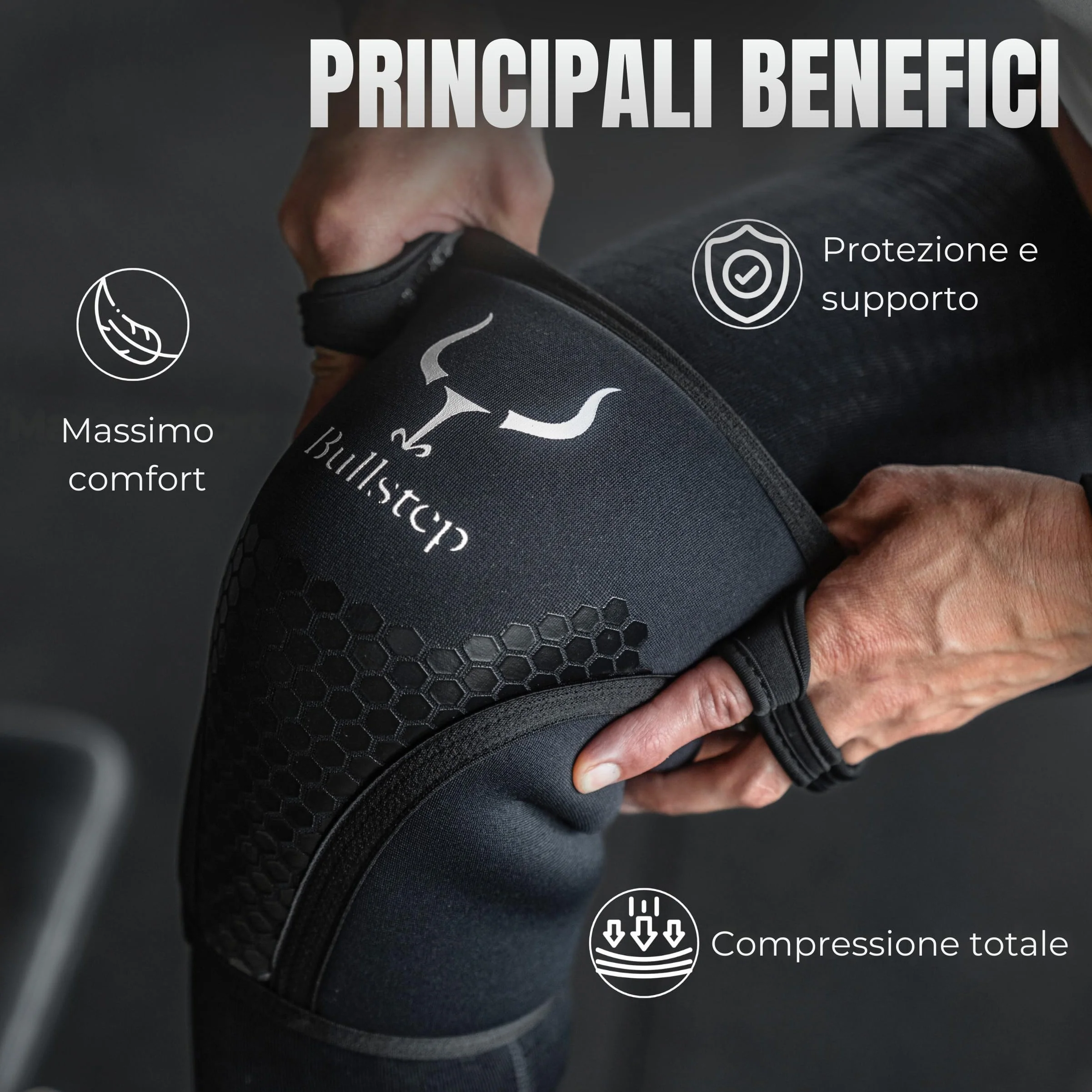 Ginocchiere Palestra Squat 7mm SCR Neoprene Compressione Knee Sleeves Cross Training (L)