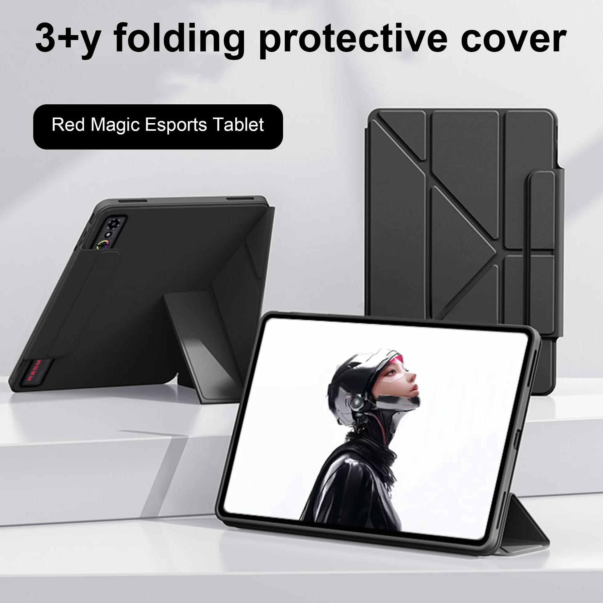 Cover per RedMagic Astra 9", Funzione Stand Verticale, Anti-Goccia, Custodia Protettiva Antiurto per RedMagic Astra 9" - Nero