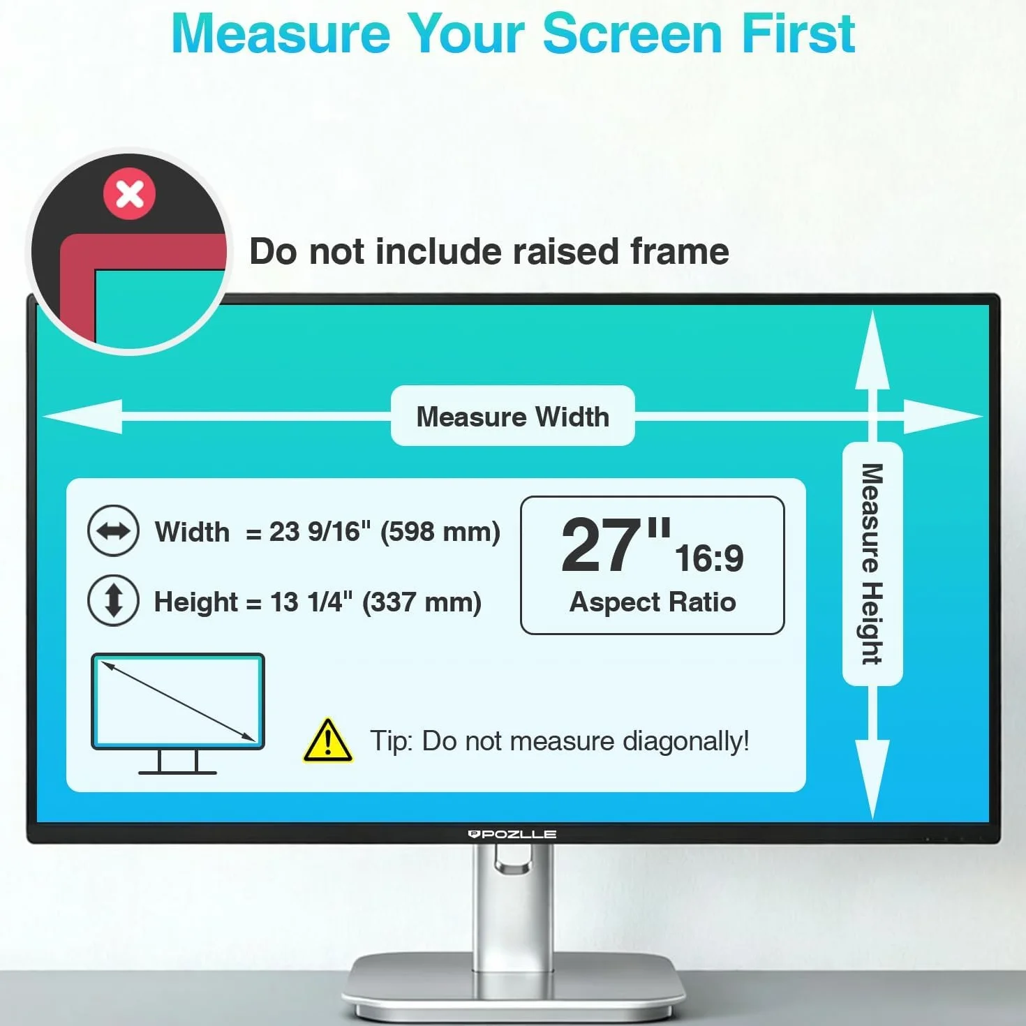 Filtro Privacy per Computer da 27" Widescreen 16:9, Filtro Privacy, Anti Spia e antiriflesso, Protezione dalla Luce Blu (598 mm x 337 mm)