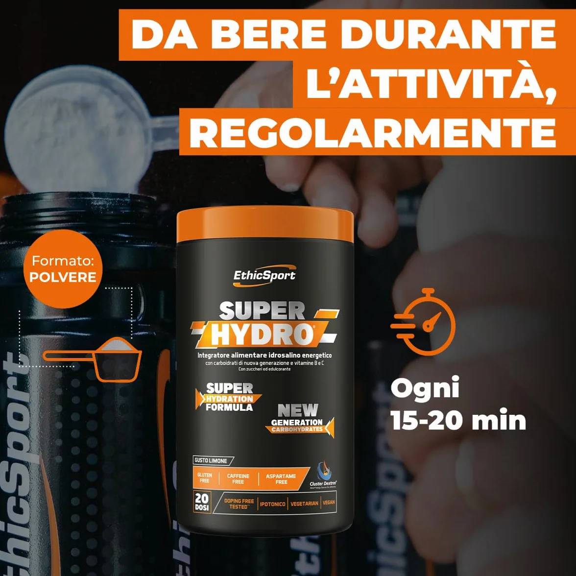 EthicSport SUPER HYDRO Integratore idrosalino energetico 500 g Limone