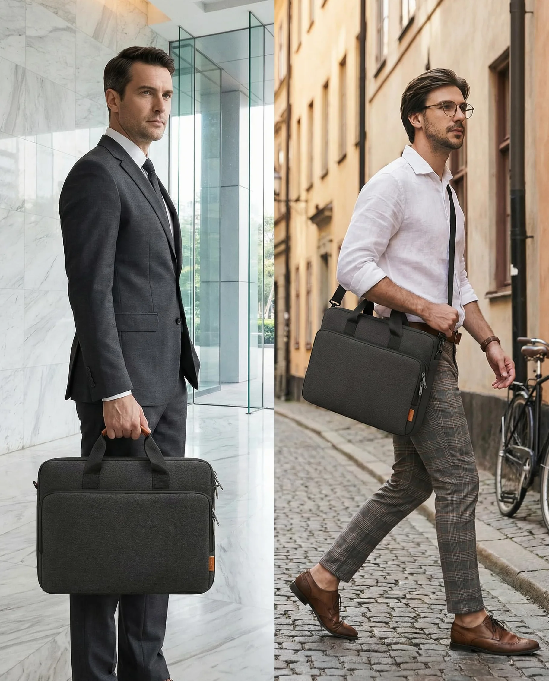 bagasin Borsa per laptop, valigetta per computer portatile compatibile da 15,6" a 17,3", borsa a tracolla estensibile, borsa messenger, borsa da trasporto per notebook e PC