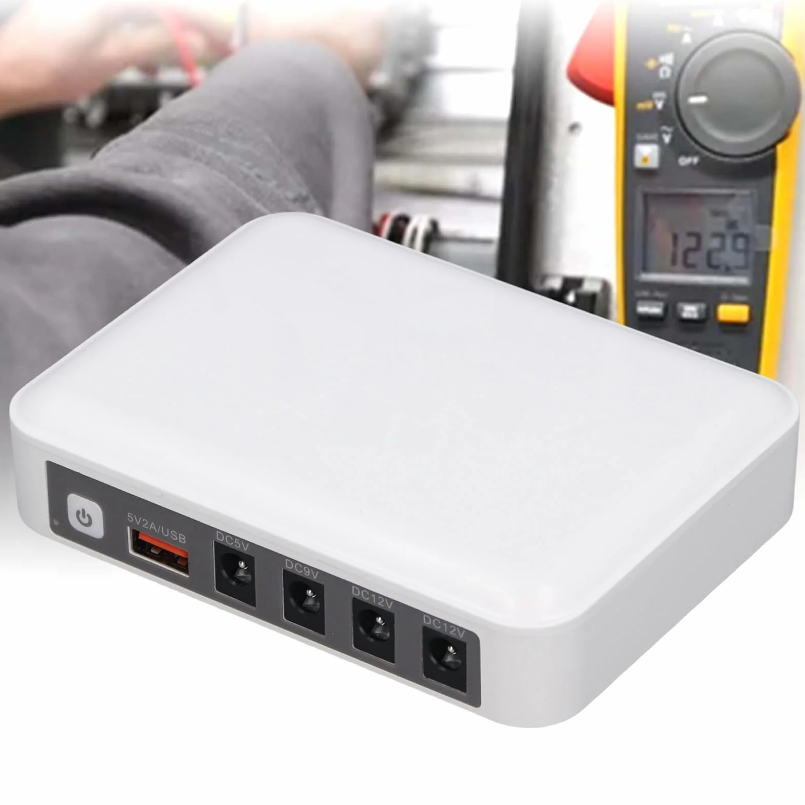 UPS Batteria Backup 6000Mah Alimentazione Ininterrotta con Indicatore LED Intelligente 5V 9V 12V Uscita più Protezioni Emergenza Potenza di Emergenza (Spina europea)