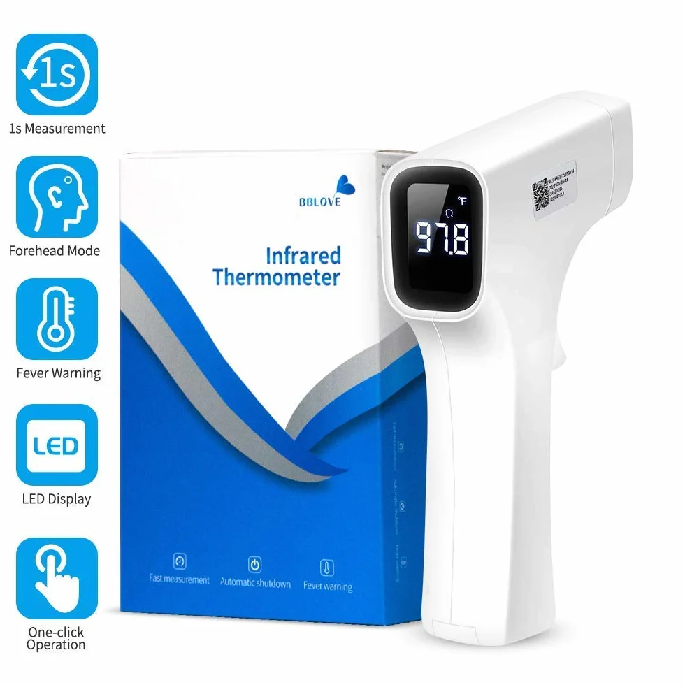 Bblove Alicn Medical Telcominstrument Termometro a Infrarossi Frontale con Display CE, bianco