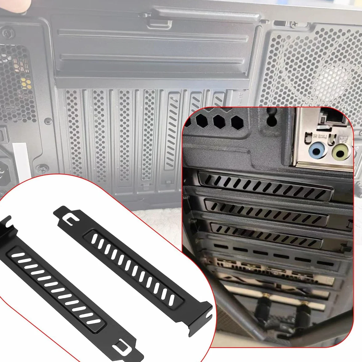 Pezzi in Lega di Acciaio Pci Slot Staffa di Copertura Full Size Slot di espansione Piastra di Copertura Nera con Viti per Case del PC Flusso d'Aria Antipolvere per Case del Computer