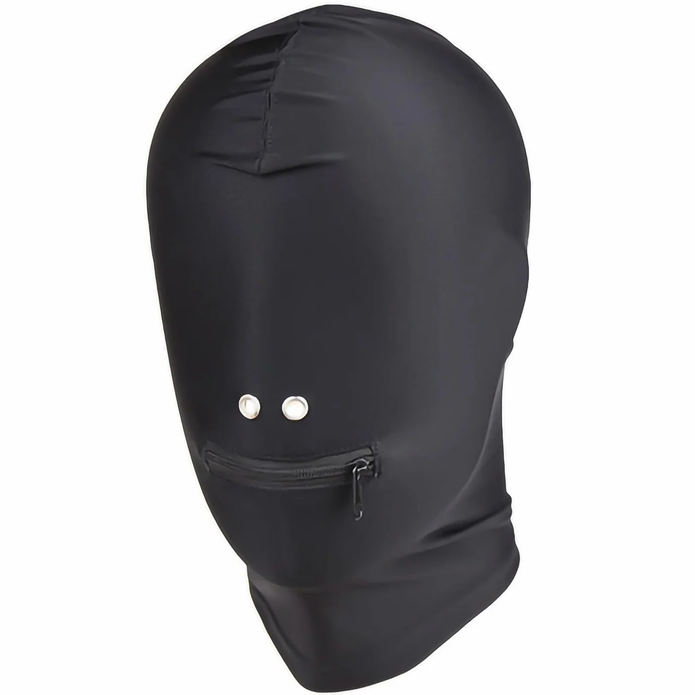 FOPS Maschera Fetish BDSM Nera con Apribocca a Zip per Coppie - Accessorio Erotico SM Bondage Materiale Elastico