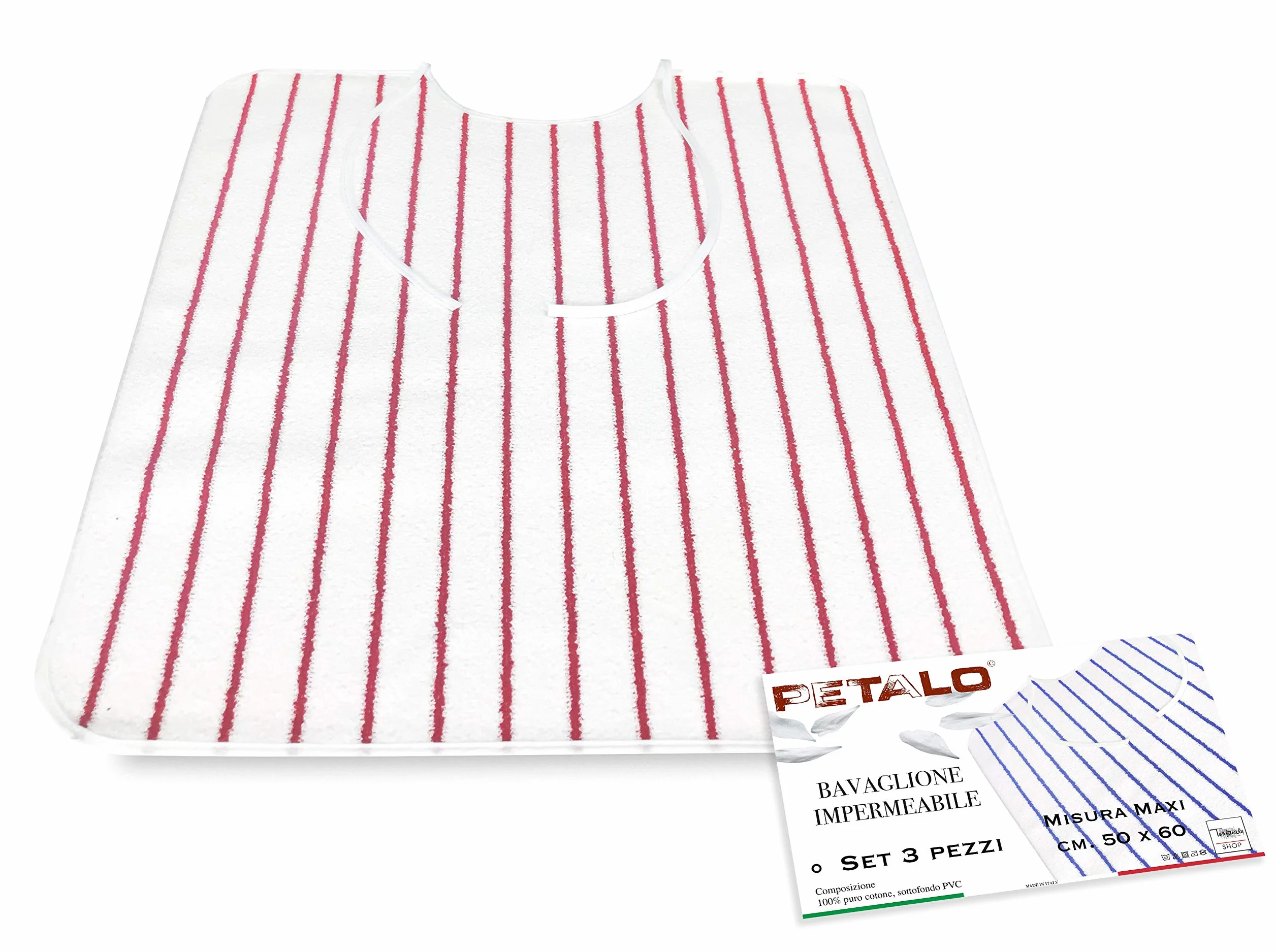 Bavaglio Adulto Impermeabile LOUIS con Lacci Antimacchia SMALL Set di 3