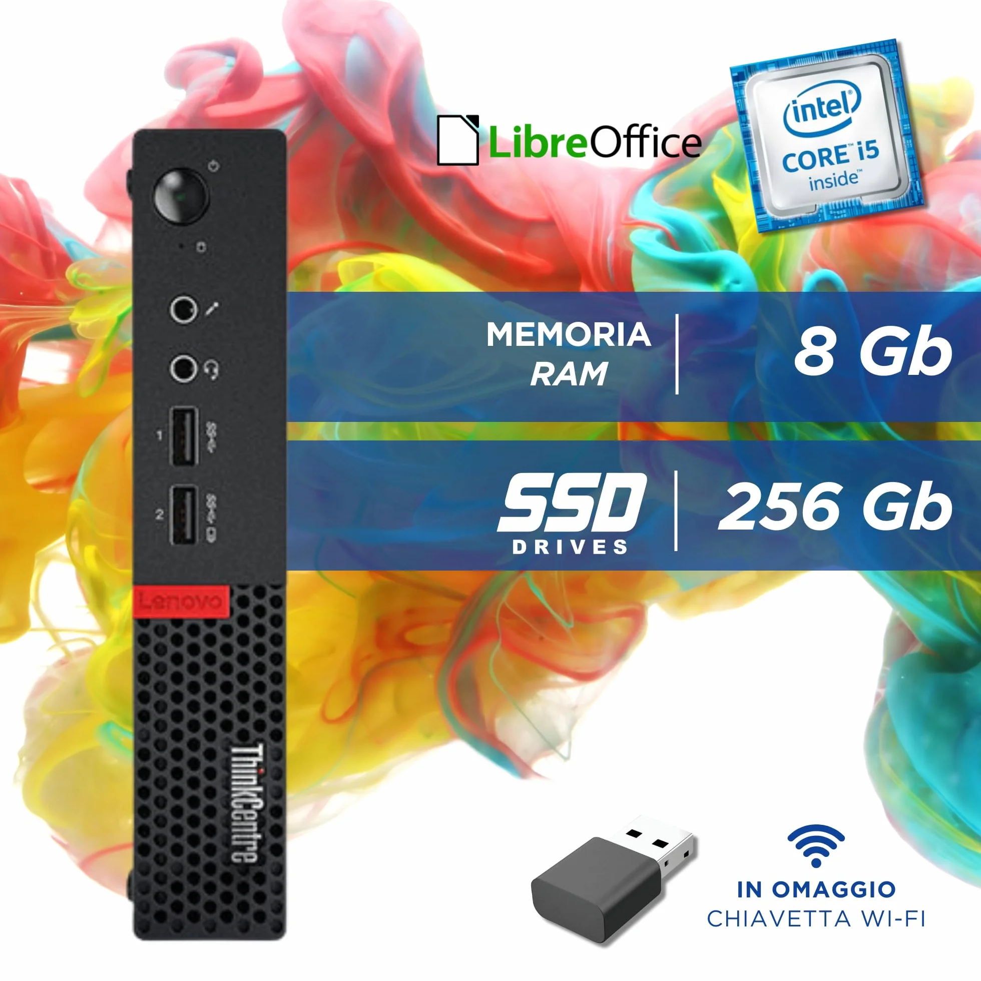 Lenovo ThinkCentre Mini PC Tiny Intel i5-6500T 8GB RAM 256GB SSD Ricondizionato