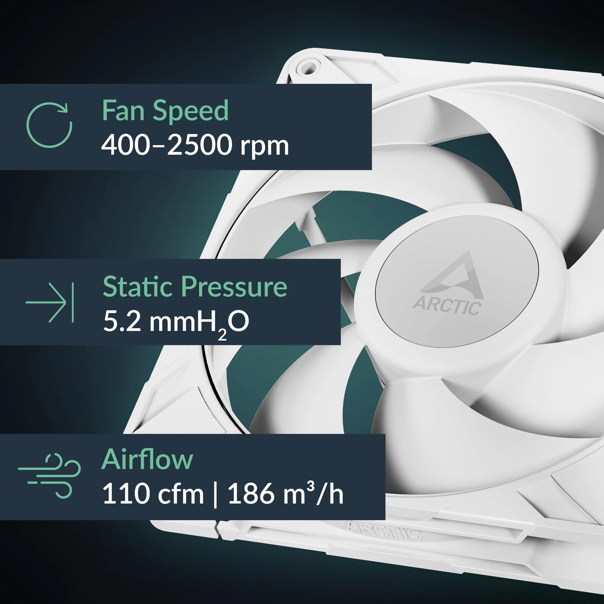 ARCTIC P14 Pro PST (White) - Ventola Potente Premium, Ventola PWM da 140 mm con Sdoppiatore per Cavi a Y, 400-2500 rpm, 0 rpm <5% PWM, Cuscinetto Idrodinamico, a 4 Pin - Bianco