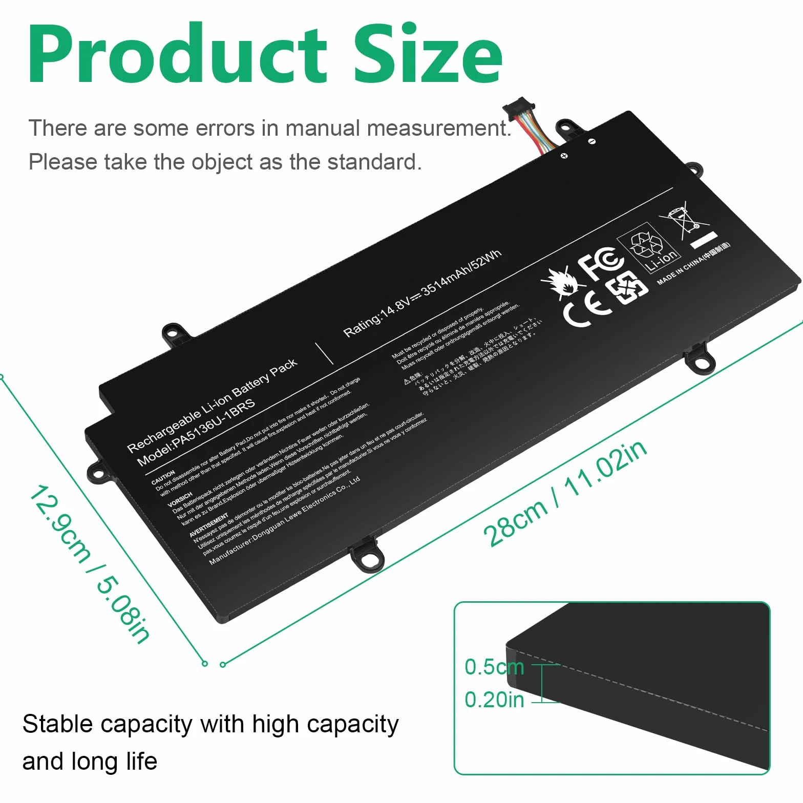 ASUNCELL 14.8V/52Wh PA5136U-1BRS Batteria del computer portatile per Toshiba Portege Z30 Z30-A Z30-B Series Z30-A1301 Z30-AK01S Z30-AK03S Z30-AK04S Z30-AK06S Z30-AK12S Z30-AK22S Z30-AK31S Z30-AK32S