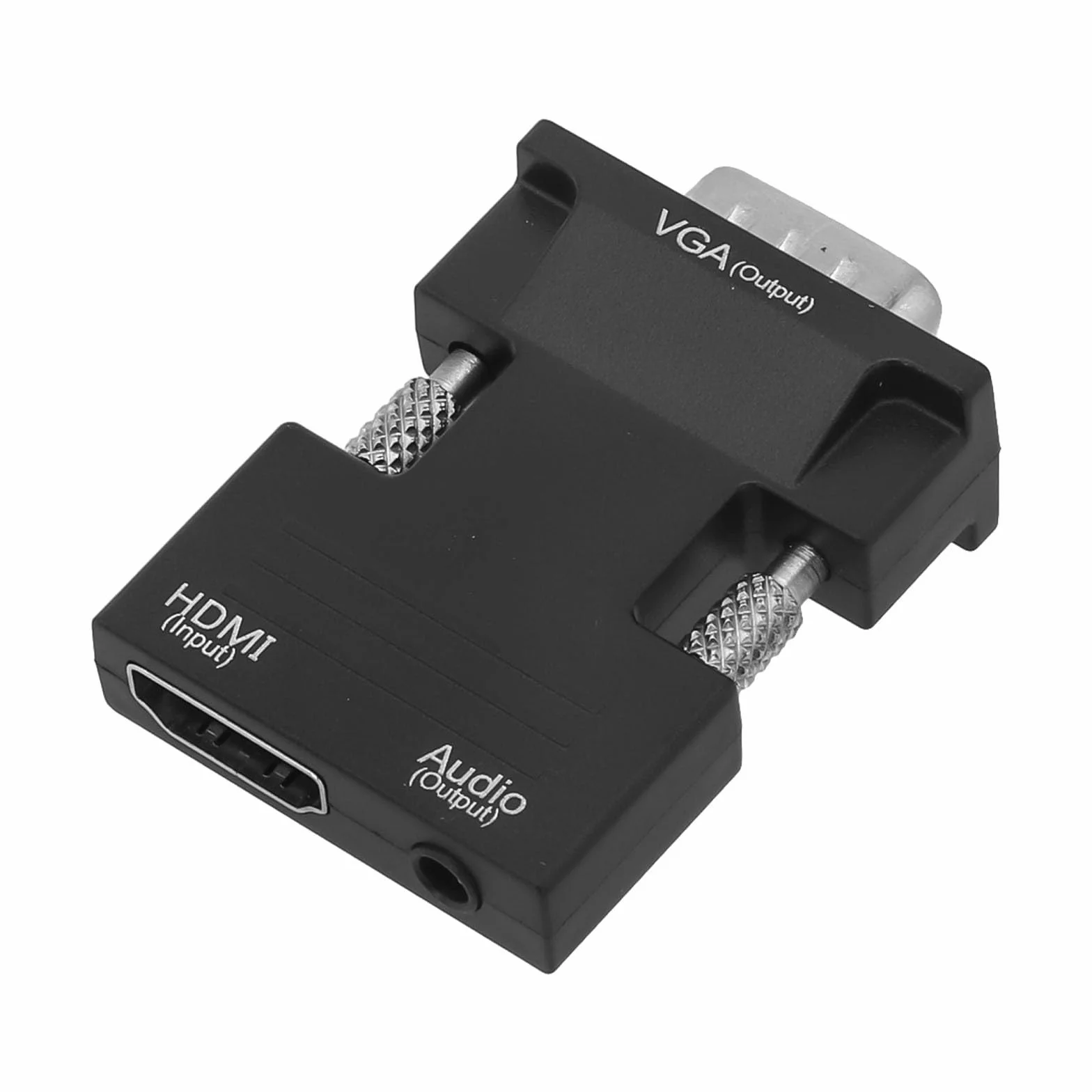 Convertitore VGA da femmina a maschio con cavo audio da 3,5 mm, adattatore video HD 1080P per proiettore, per PS4, laptop e PC, design compatto in ABS (nero)